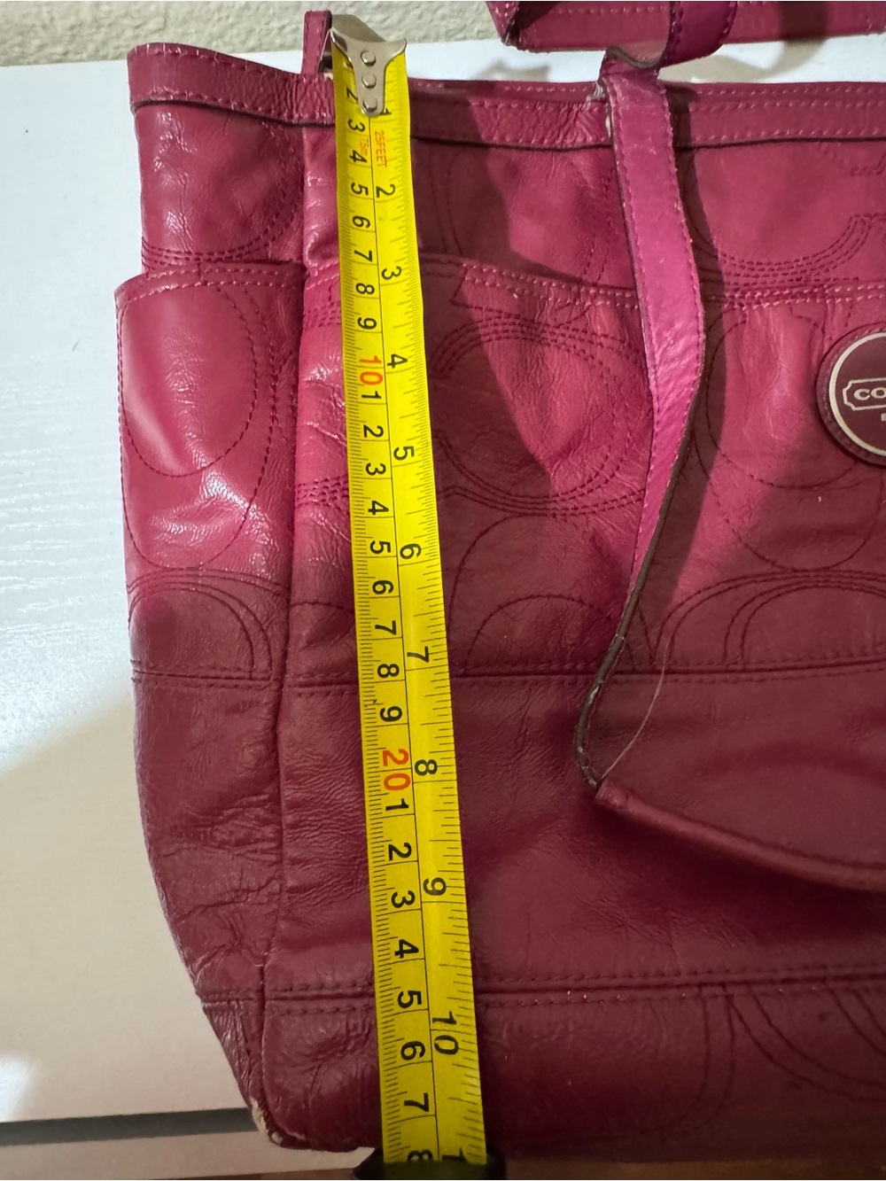 Coach Signature Leather Tote in Deep Raspberry - Picture 13 of 16